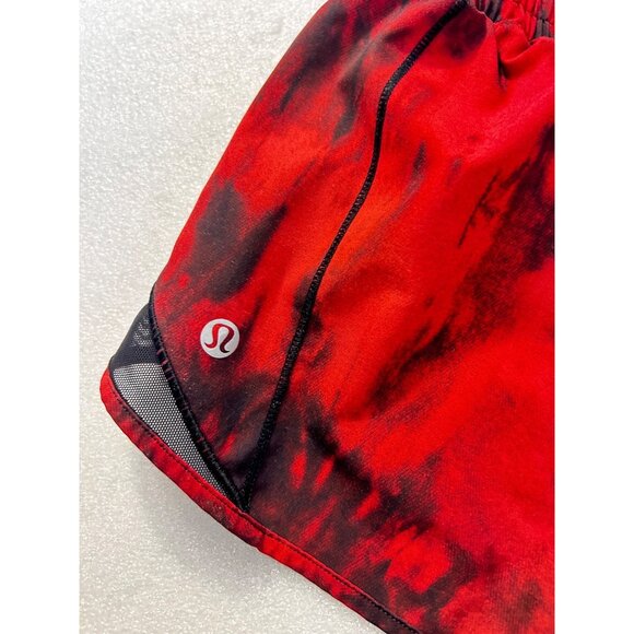 Lululemon Hottie Hot Shorts Red/Black Tie-Dye Running Shorts 8 - Picture 5 of 6
